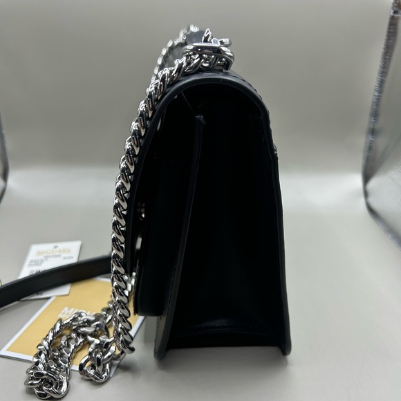 MICHAEL Michael Kors Heather Large Leather Shoulder Bag-Black w/Silver Hardware - Picture 6 of 13